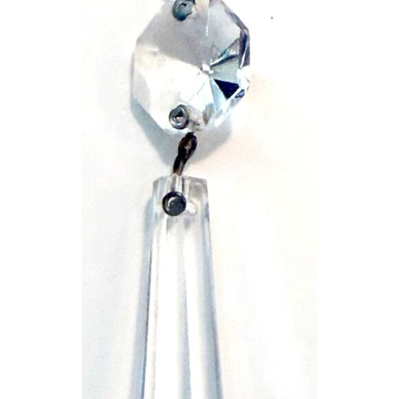 Vintage Set of 12 Crystal Glass Chandelier Spear Prisms 3 3/4" Long Clear Hook - Picture 5 of 6